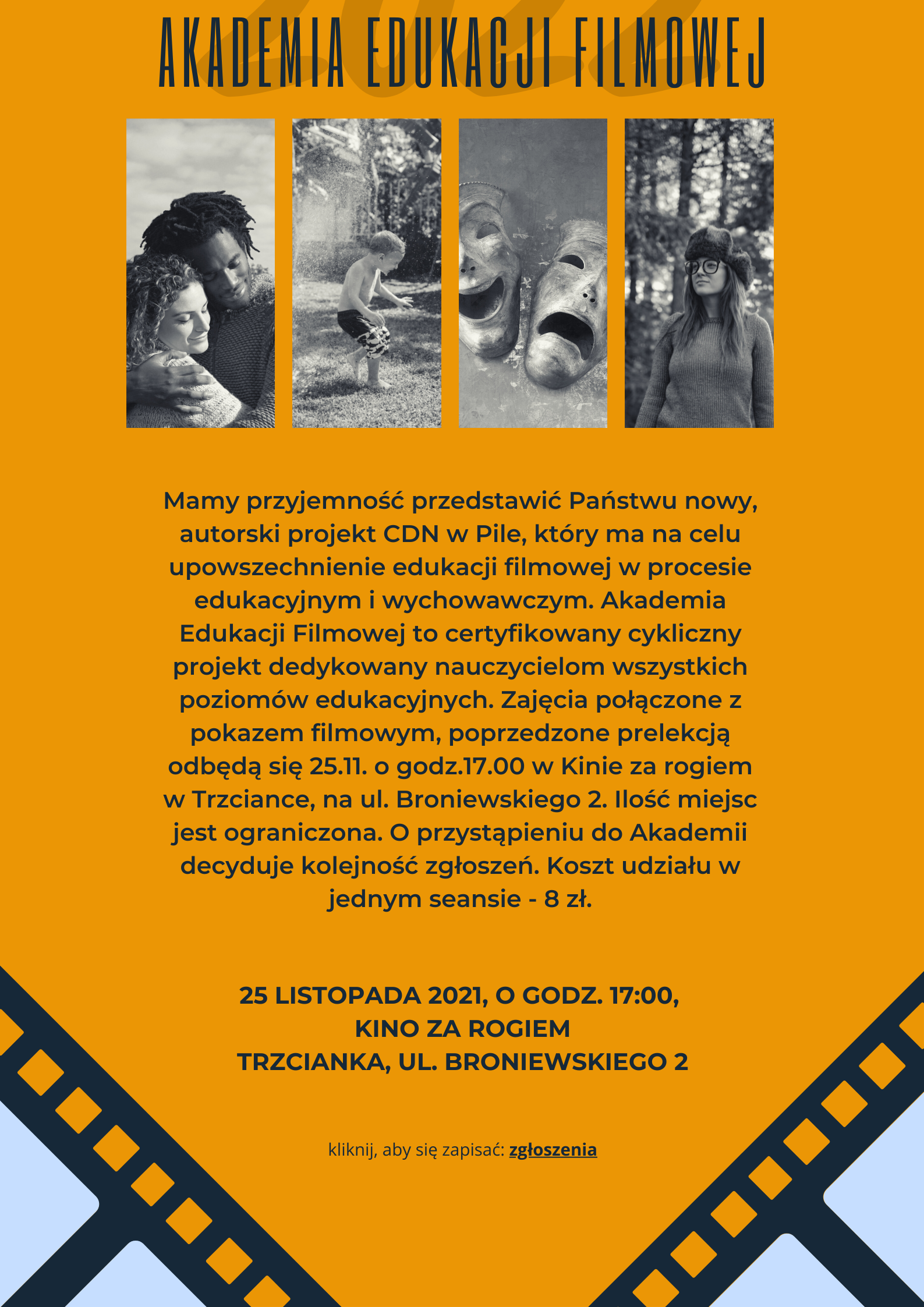 Pomarańczowy Monochromatyczny Film Impreza Plakat